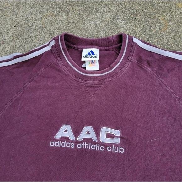 Vtg 90s Y2k Adidas Athletic Club Embroidered Logo T Shirt Burgundy XXL Techwear - Picture 2 of 4